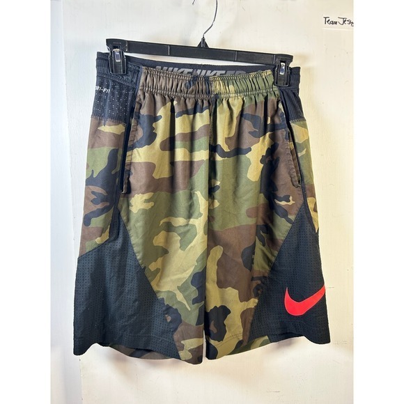 Nike Dri-FIT Basketball Shorts Mens Small Camo Green Excellent Mesh Panels - Picture 1 of 6
